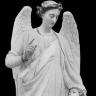 New Hand Carved Marble or Wood Statue of Guardian Angel with Child