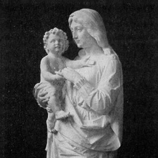 New hand carved marble or wood statue of Mary and Christ Child