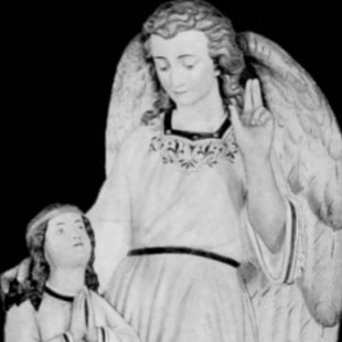 New Hand Carved Marble or Wood Statue of A Guardian Angel