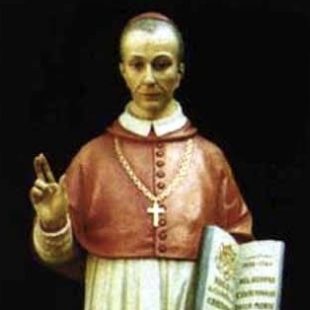 Carved Wood Statue of St. Charles Borromeus