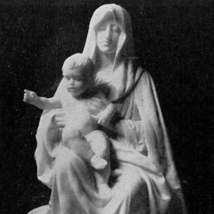 New hand carved marble or wood statue of Mary and Christ Child