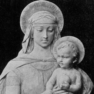 New hand carved marble or wood statue of Mary - Our Lady Seat of Wisdom