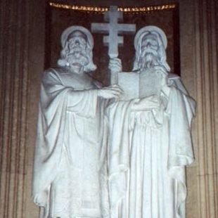 New Hand Carved Marble Statue of St Cyril And Methodius