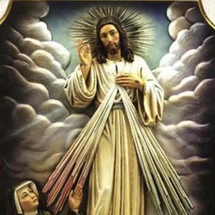 Carved Wood Plaque of the Apparition of the Divine Mercy