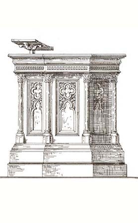 New Gothic, Hand Carved Marble Pulpit - King Richards