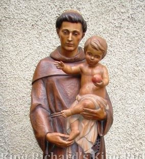 New Hand-Carved Wood Statue of St Anthony of Padua