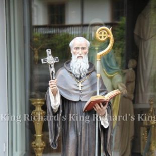 New Hand-Carved Wood Statue of St Benedict
