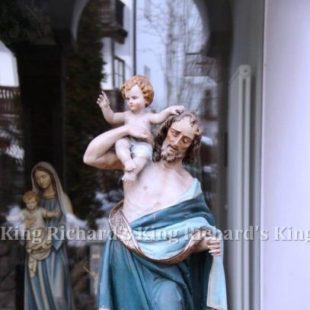 New Hand-Carved Wood Statue of St Christopher