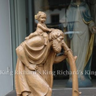 New Hand-Carved Wood Statue of St Christopher