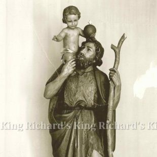New Hand-Carved Wood Statue of St Christopher