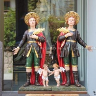 New Hand-Carved Wood Statue of St Cosmas