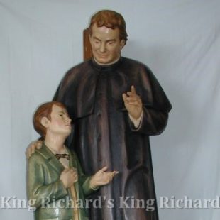 New Hand-Carved Wood Statue of St John Bosco