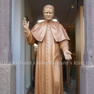 New Hand-Carved Wood Statue of St John Bosco