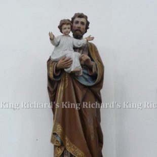 New Hand-Carved Wood Statue of St Joseph with Child