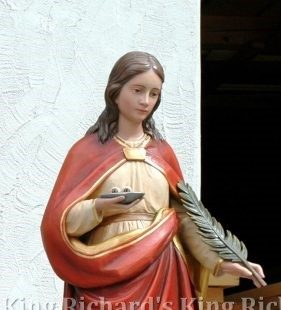 New Hand-Carved Wood Statue of St Lucy