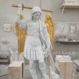 New Hand-Carved Wood Statue of St Michael