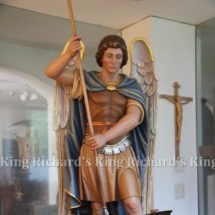 New Hand-Carved Wood Statue of St Michael