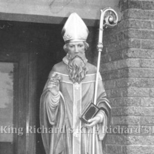 New Hand-Carved Wood Statue of St Patrick
