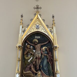 Carved Wood Set of Gothic Stations of the Cross - Light Gold and Silver Finish