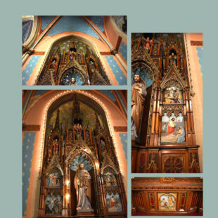 Vintage Wood-Carved Gothic St Joseph Side Altar (SOLD AS SET)