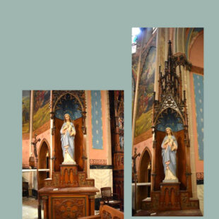 Vintage Wood-Carved Gothic Mary Shrine (SOLD AS SET)