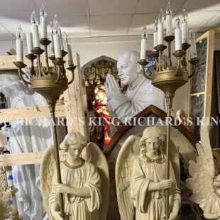 Large Pair of Standing Angels with Lanterns