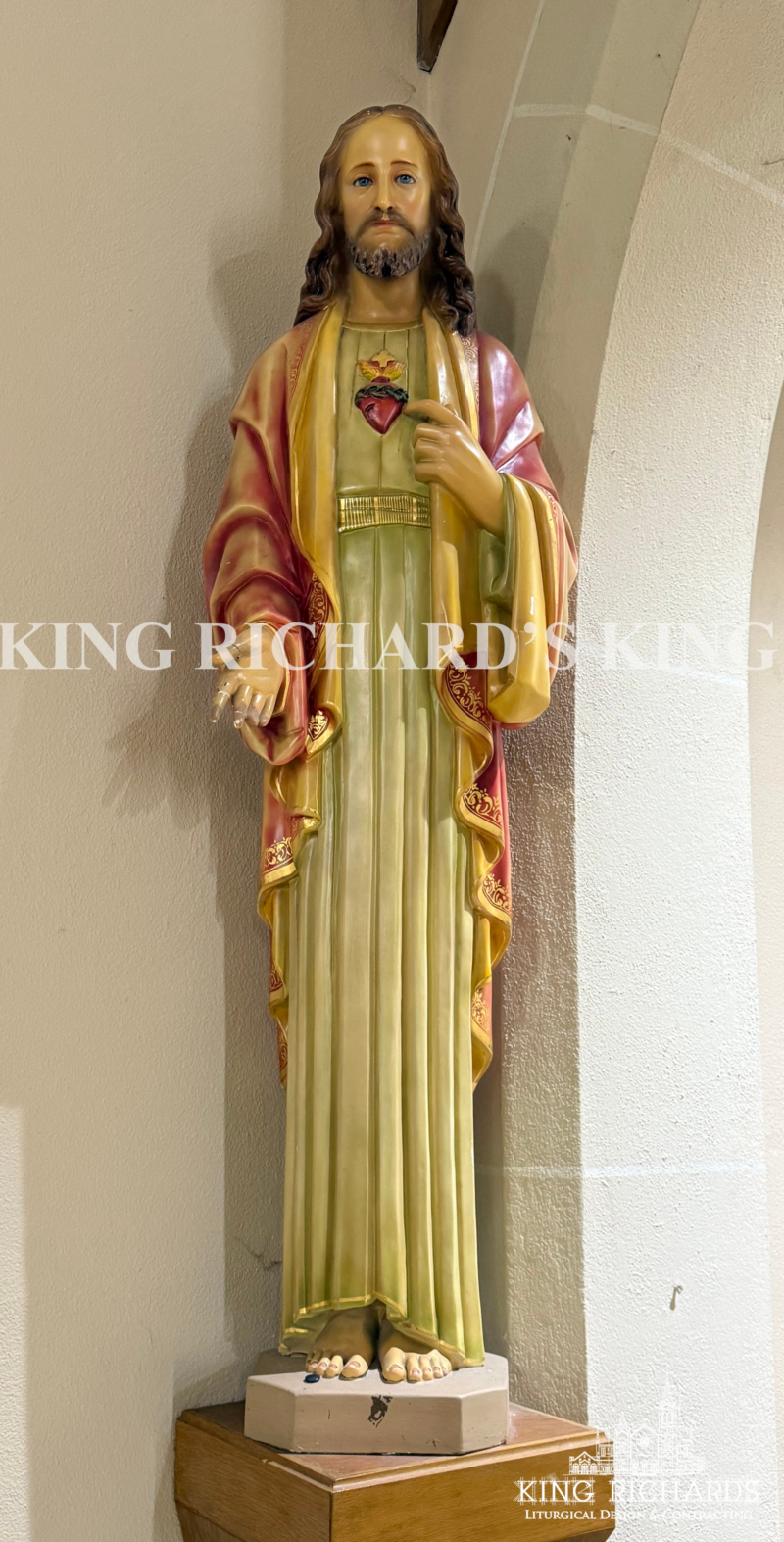 Vintage Sacred Heart of Jesus Statue - Image 2