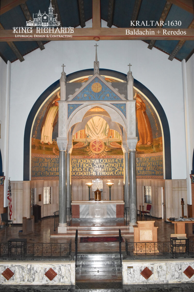 Mosaic Marble Baldachin Reredos and Baldachin Set