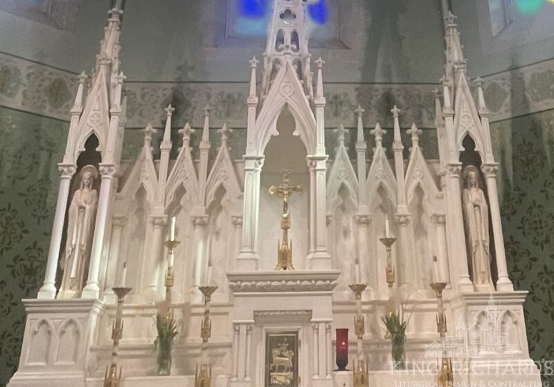 Gothic Reredos with Last Supper Panel with Angel Statues - Image 6