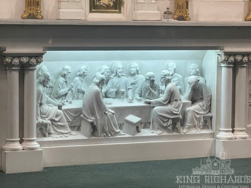 Gothic Reredos with Last Supper Panel with Angel Statues - Image 5