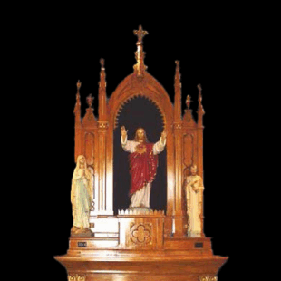 Antique Gothic Wood Altar with Center Niche