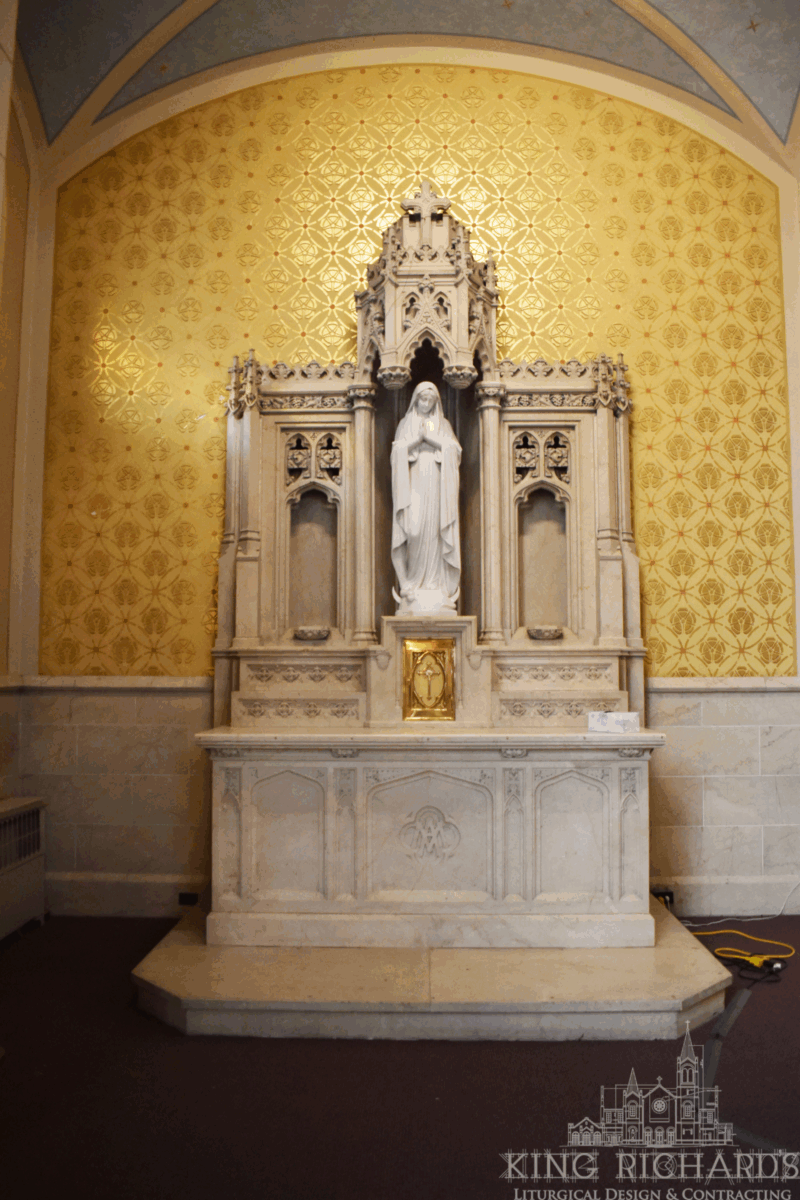 Three Piece Gothic Marble Altar Set with Paneling - Image 5
