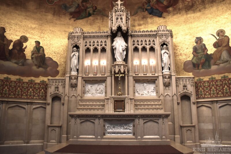 Three Piece Gothic Marble Altar Set with Paneling - Image 2