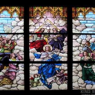 Antique Ascension of Mary Large Transept Stained Glass Windows