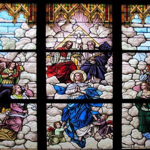 Alternative view of Antique Ascension of Mary Large Transept Stained Glass Windows