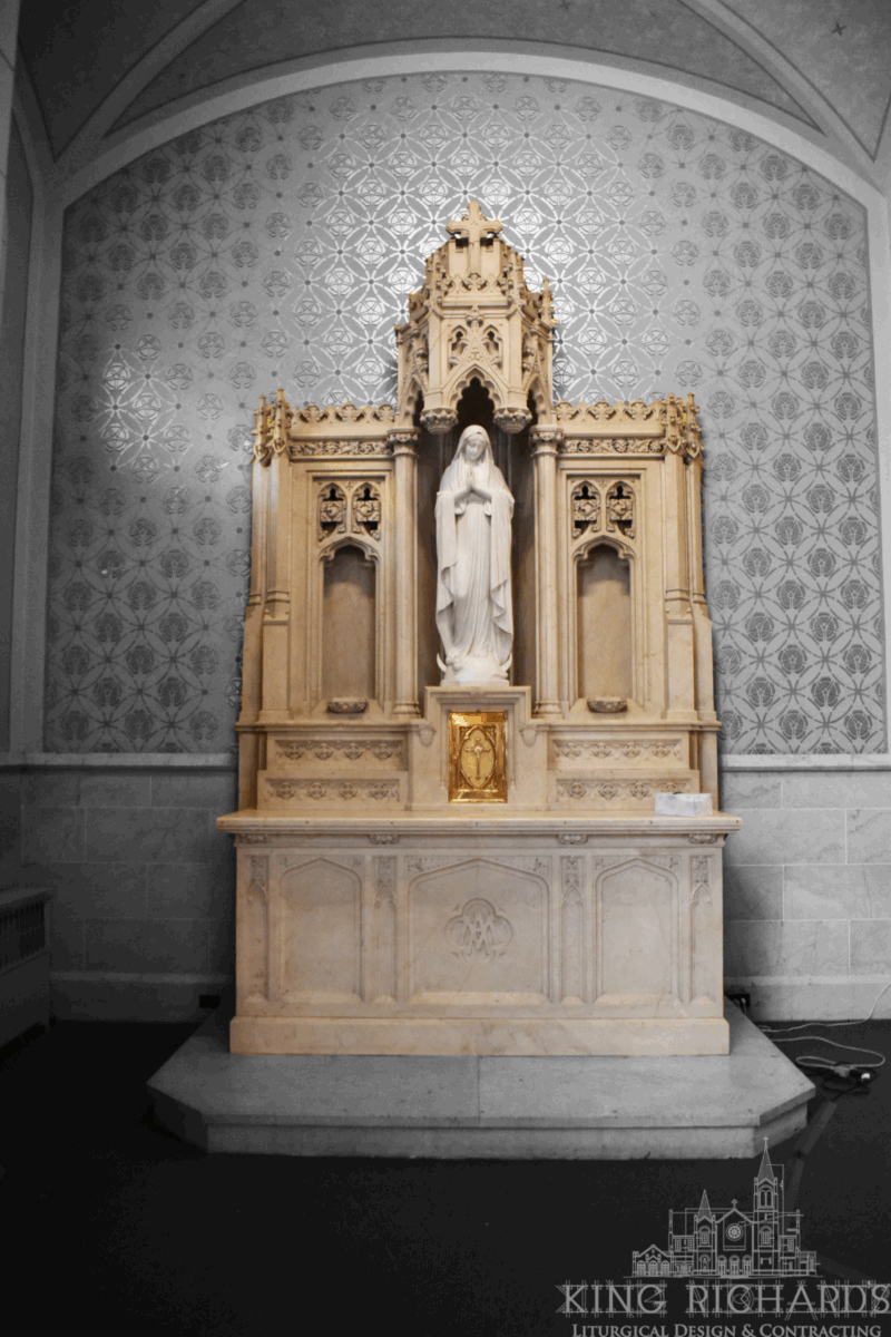 Three Piece Gothic Marble Altar Set with Paneling - Image 6