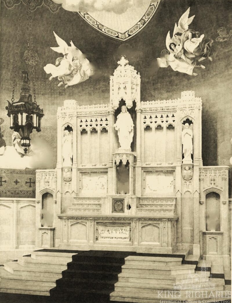 Three Piece Gothic Marble Altar Set with Paneling - Image 11