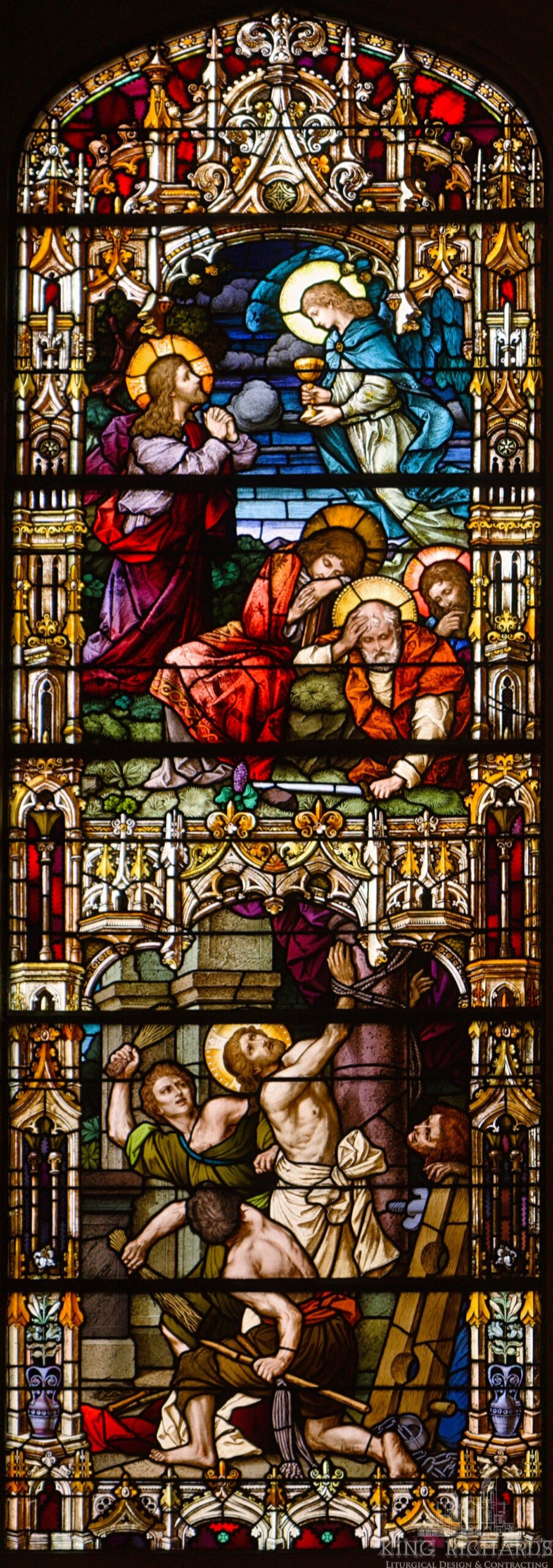 German Zettler Crucifixion Stained Glass Window - Image 5