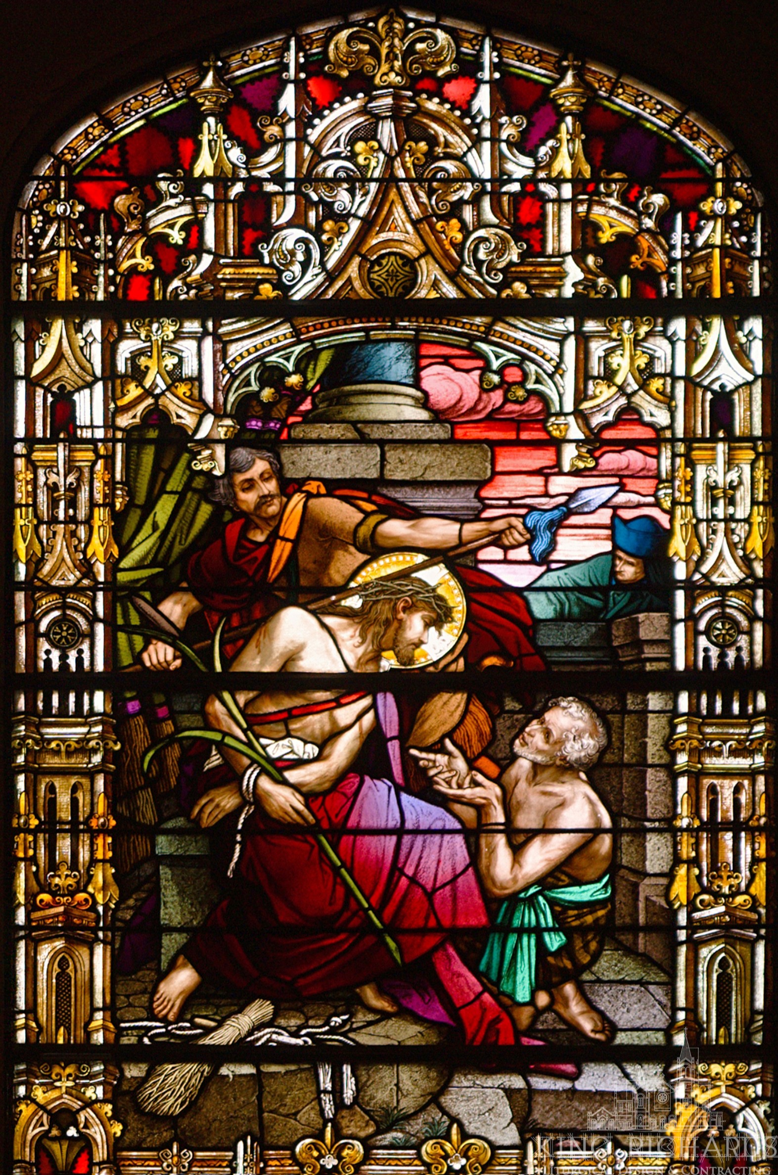 German Zettler Crucifixion Stained Glass Window - Image 9