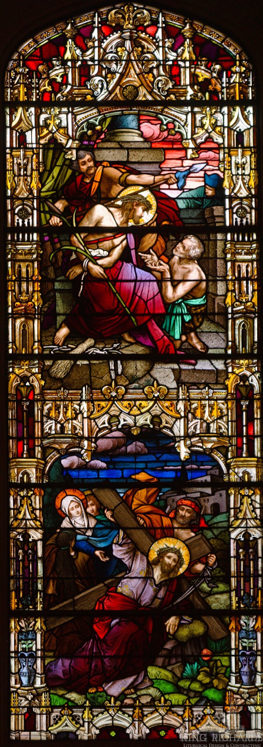 German Zettler Crucifixion Stained Glass Window - Image 8