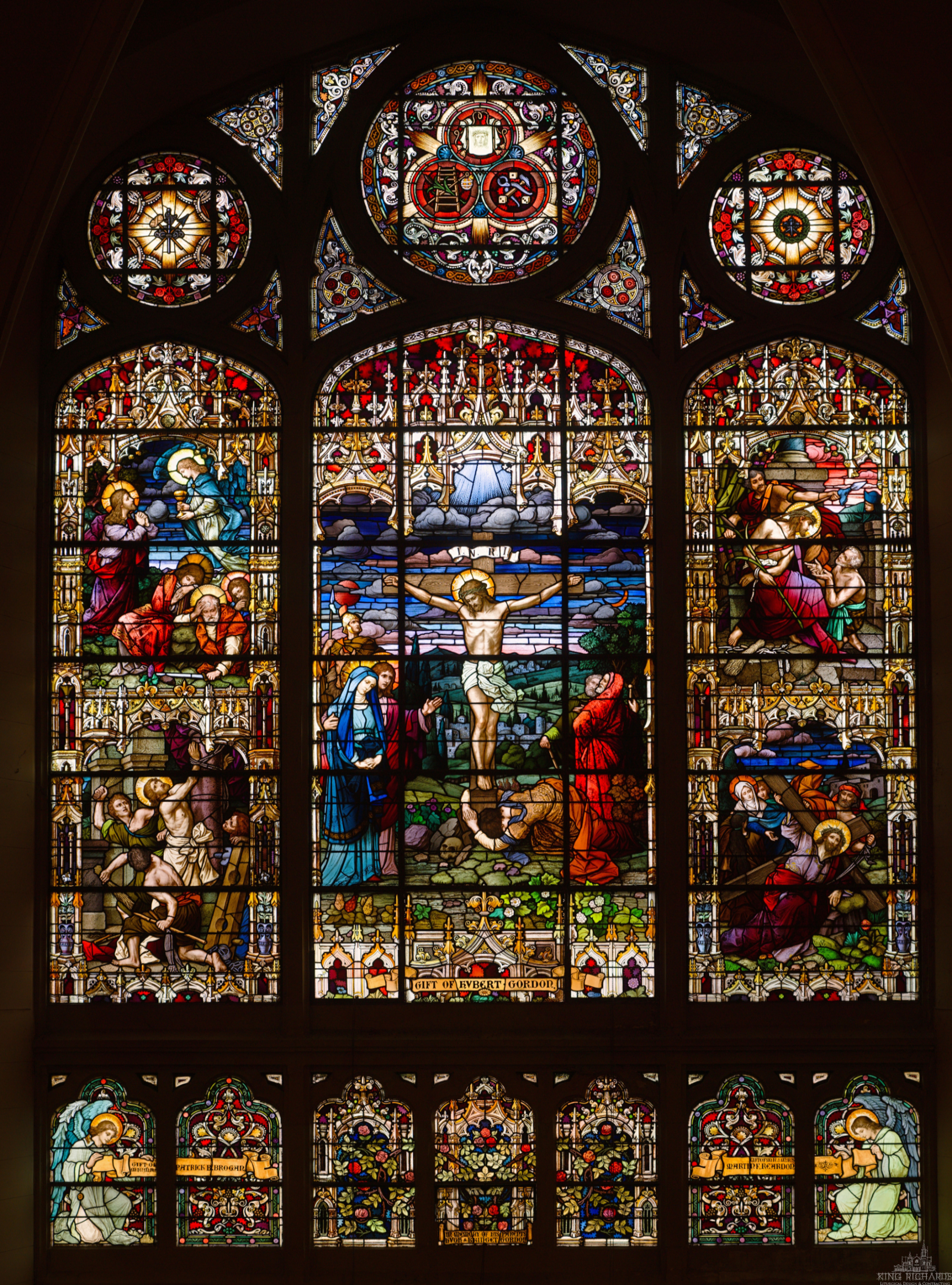 German Zettler Crucifixion Stained Glass Window