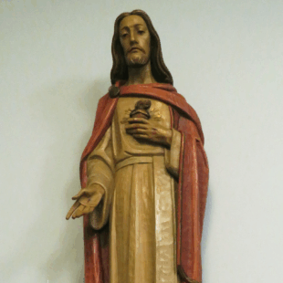 Antique Sacred Heart of Jesus Statue