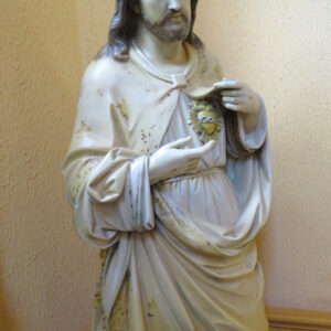 Alternative view of Antique Sacred Heart of Jesus Statue Statue